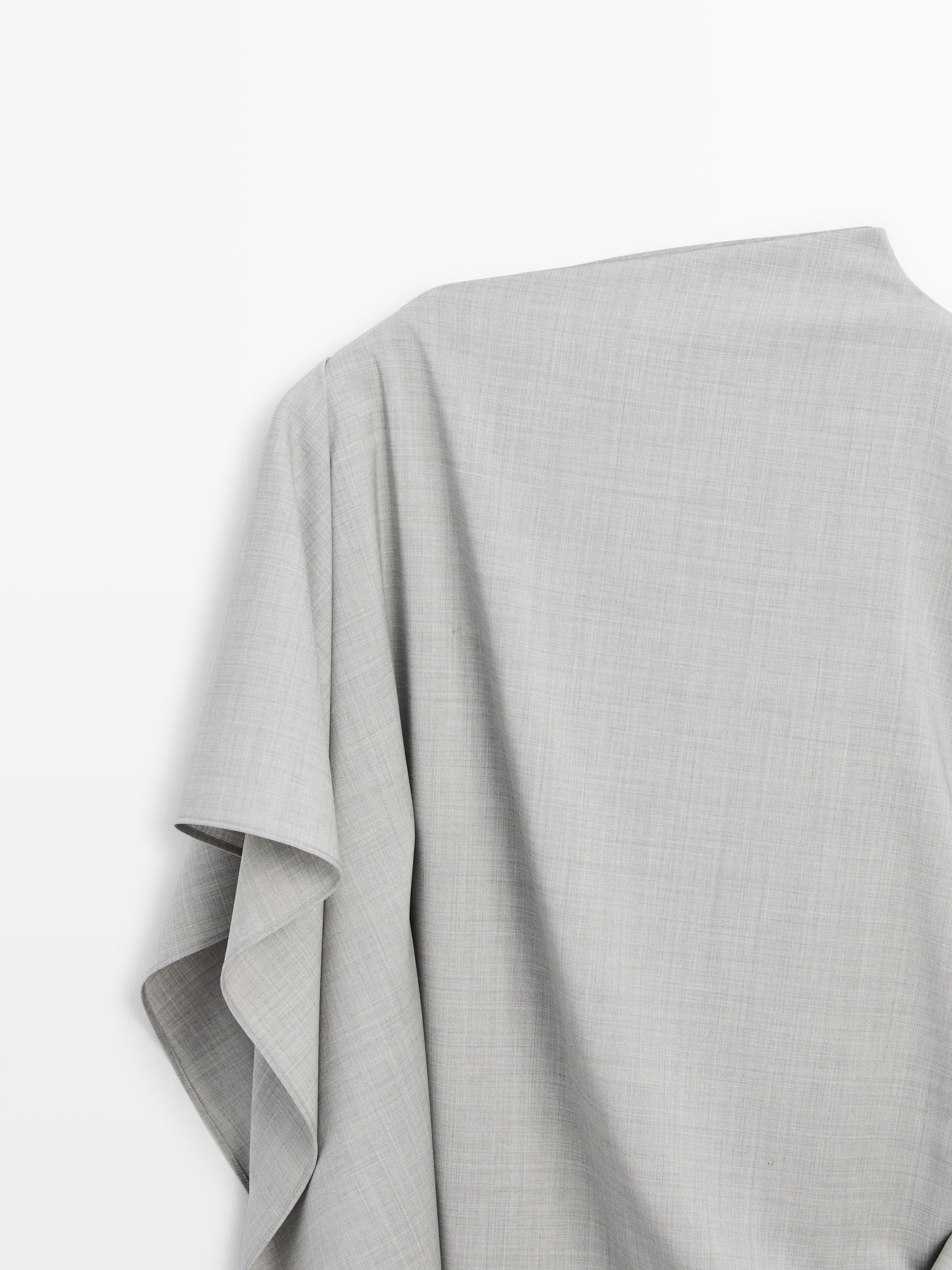 100% wool asymmetric ruffled blouse - STUDIO